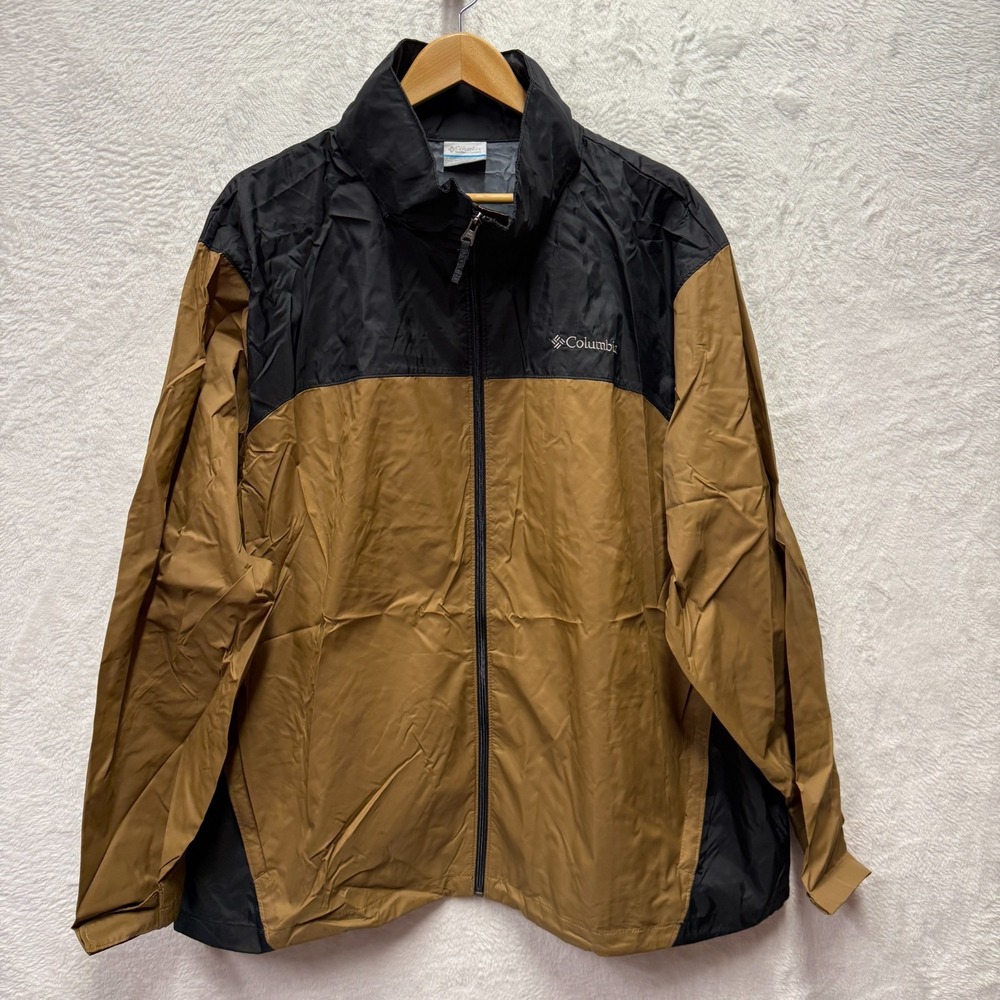 Columbia Rain Jacket Mens Big 2X Delta Black Hood Hike Outdoor Glennaker Lake II